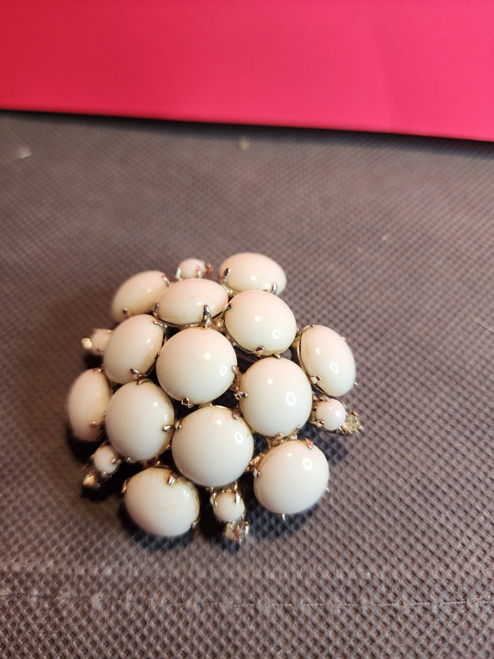 Vintage Classic Cluster White Milk Glass Statement Brooch